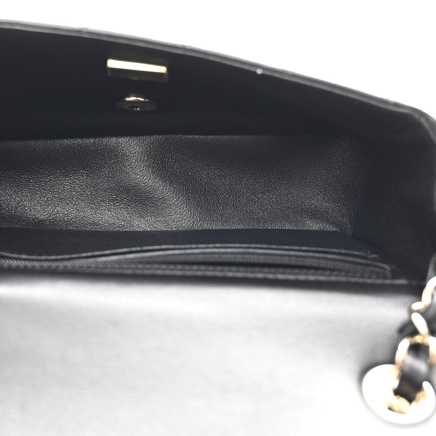 Lambskin Quilted Mini Rectangular Flap Black