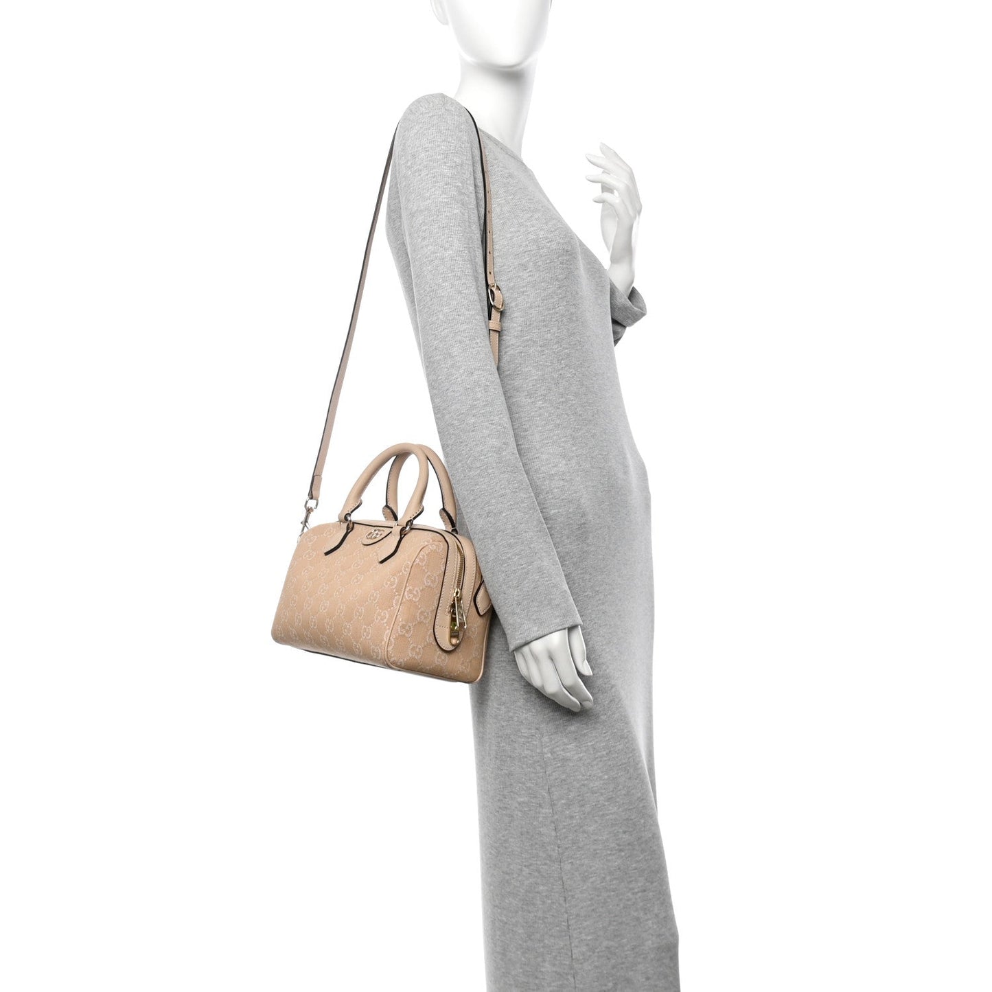 Summer Denim Calfskin GG Monogram Small Ophidia Top Handle Bag Souffle Rose