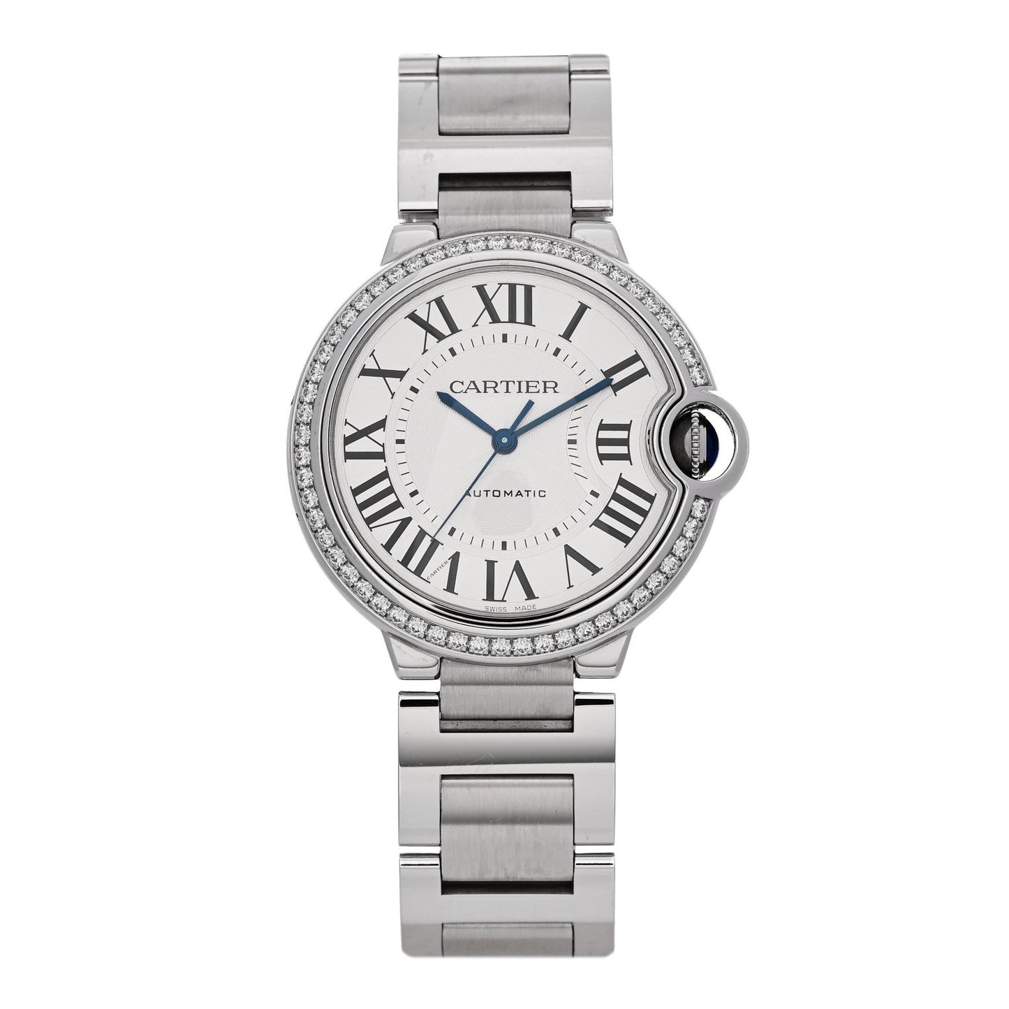 Stainless Steel Diamond Bezel 36mm Ballon Bleu De Cartier Automatic Watch