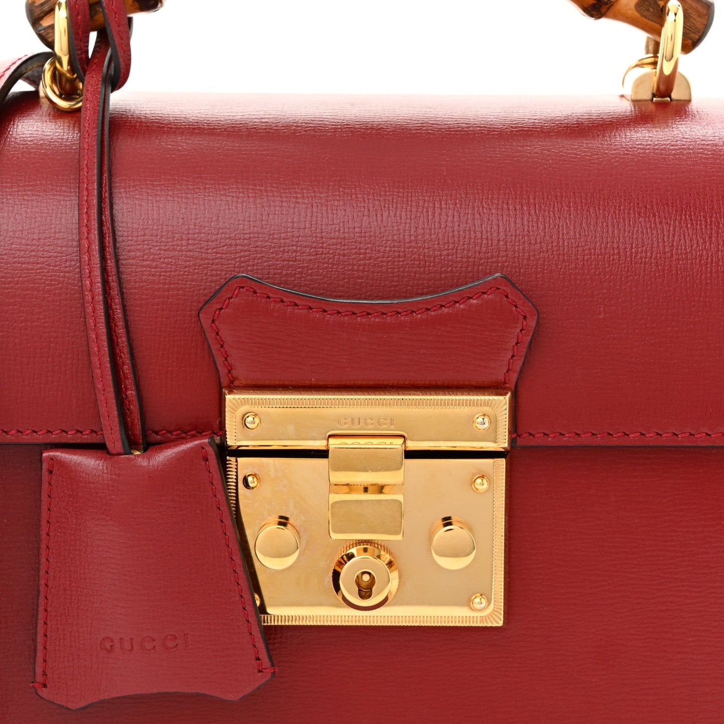 Azalea Calfskin Small Padlock Bamboo Shoulder Bag Romantic Cerise