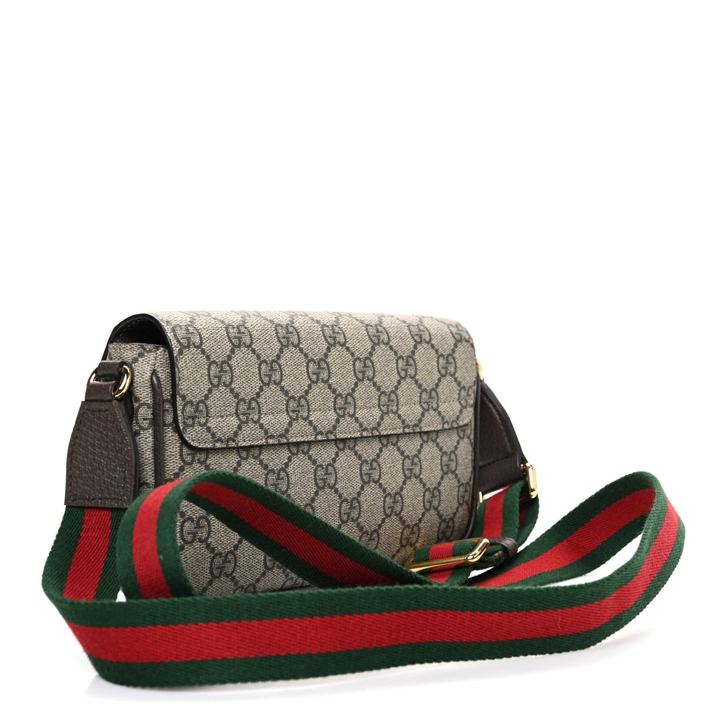 GG Supreme Monogram Textured Dollar Calfskin Web Mini Ophidia Envelope Shoulder Bag Beige Ebony New Acero