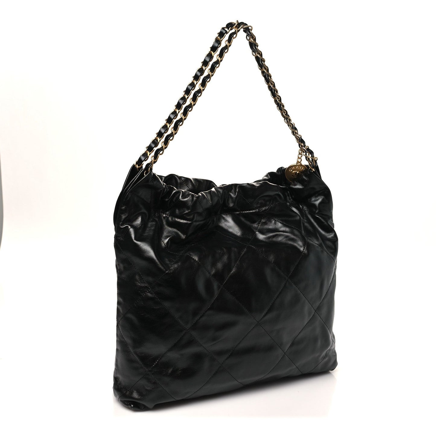 Shiny Calfskin Quilted Chanel 22 Black