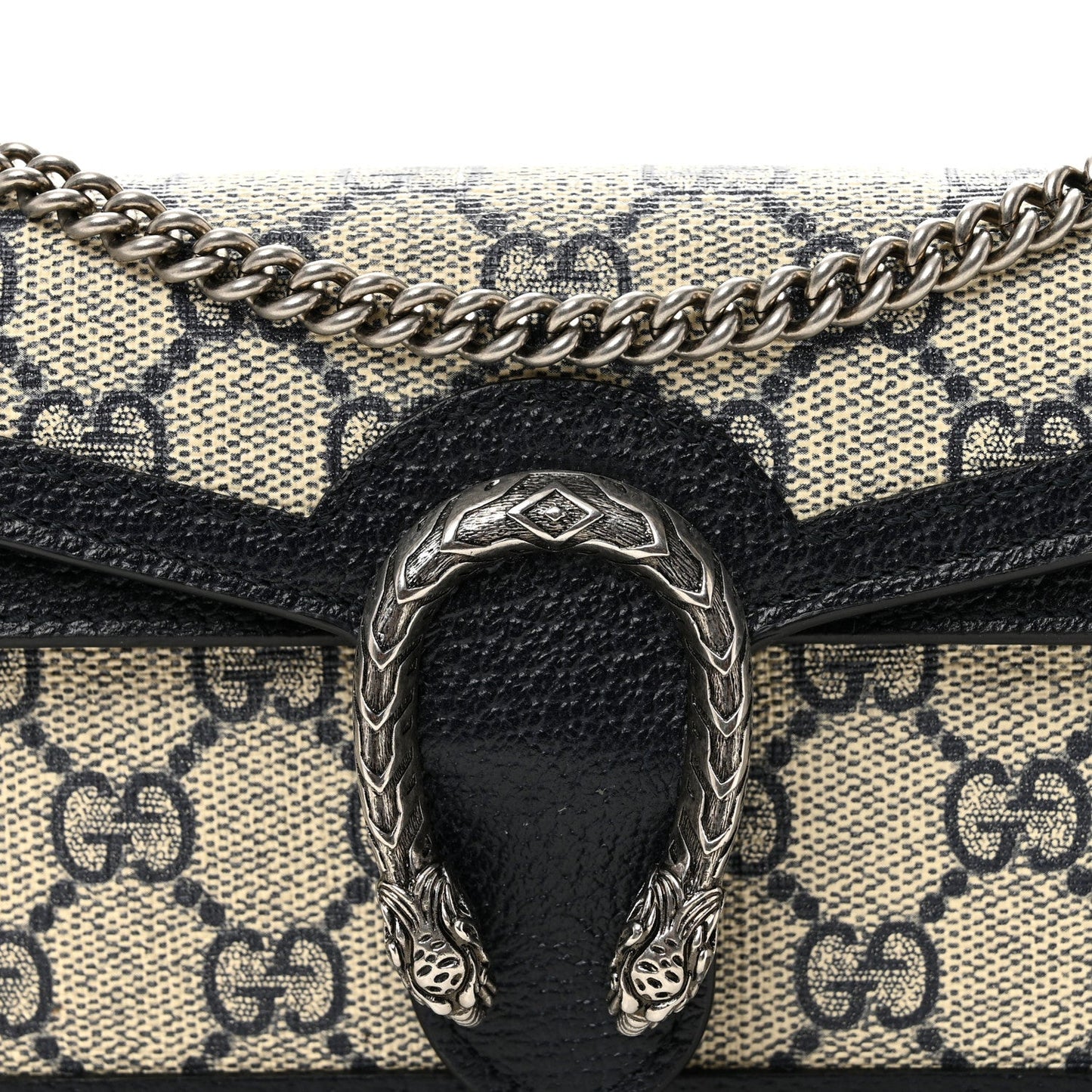 GG Supreme Monogram Textured Dollar Calfskin Super Mini Dionysus Shoulder Bag Beige Blue