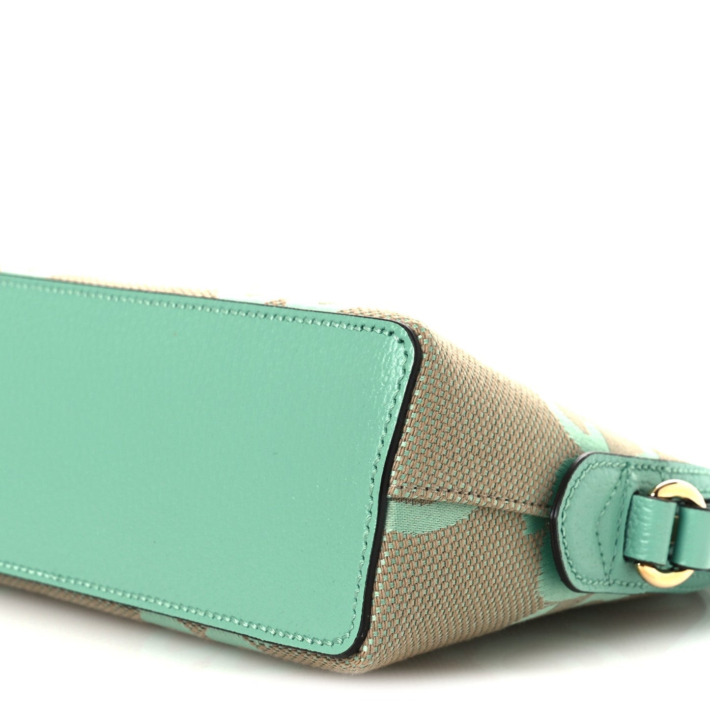 Monogram Jumbo GG Textured Dollar Calfskin Small Ophidia Dome Shoulder Bag Beige Pepperlight Mint