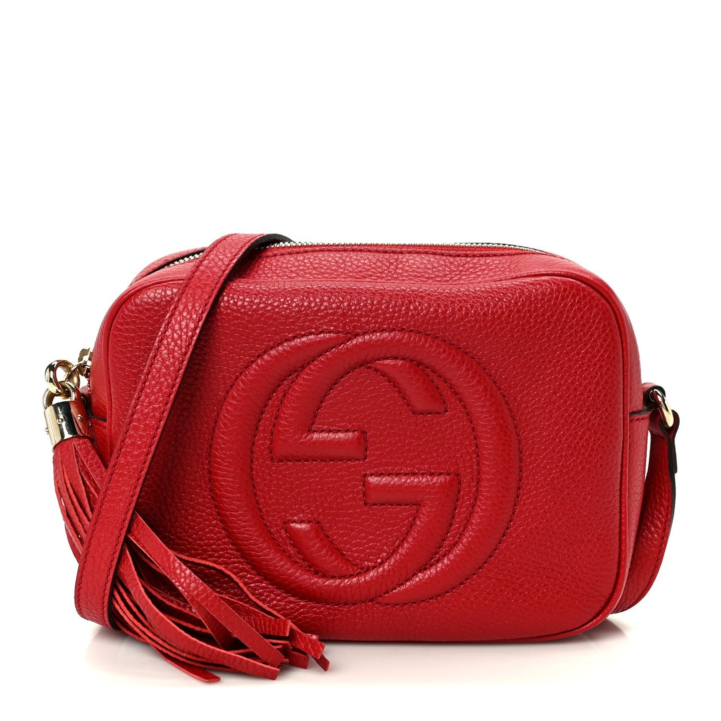 Pebbled Calfskin Small Soho Disco Bag Vibrant Red