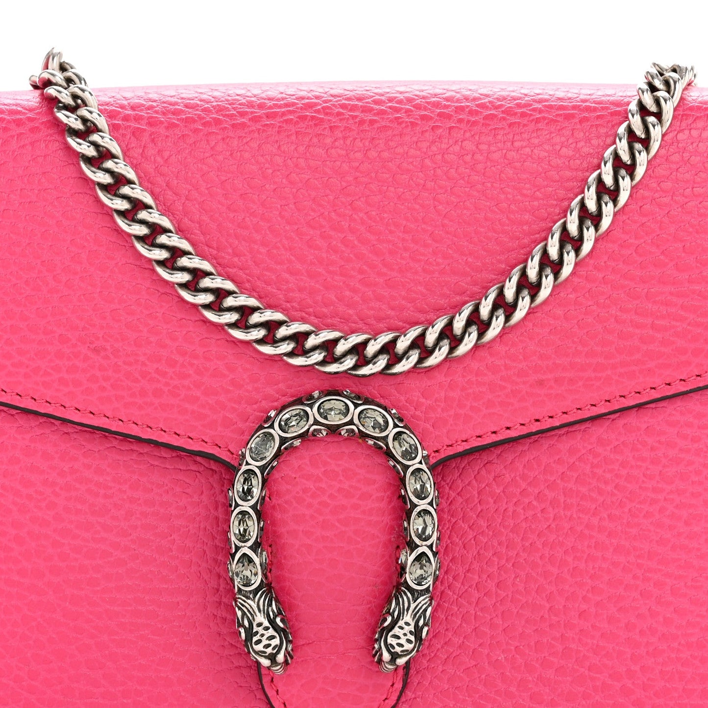 Dollar Calfskin Crystal Mini Dionysus Chain Wallet Box Pink