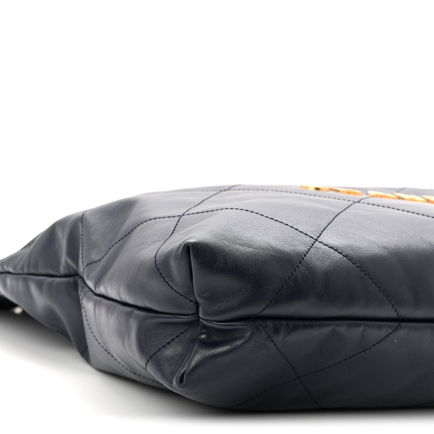 Shiny Calfskin Quilted Chanel 22 Navy Blue