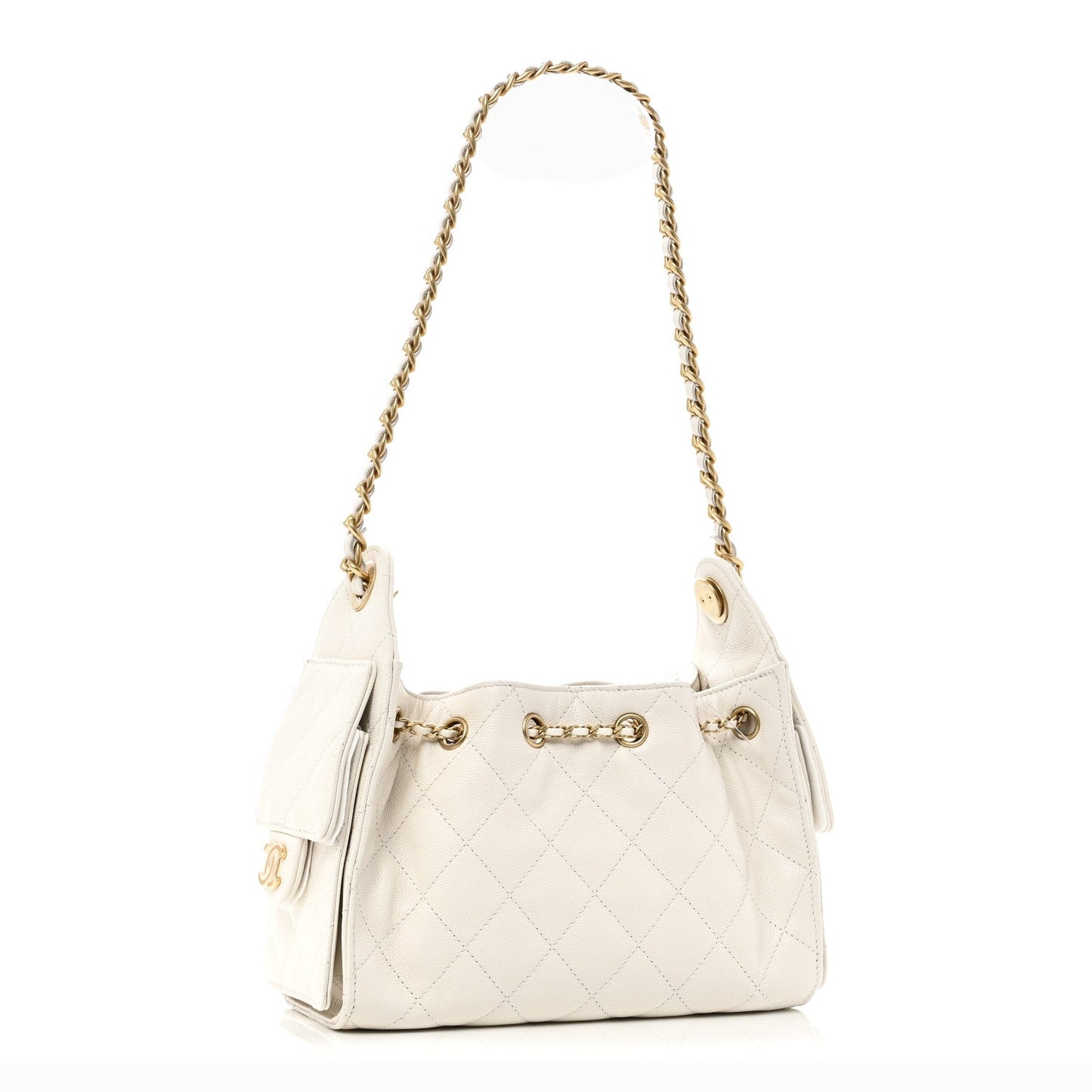 Caviar Quilted Mini Chanel 25 Handbag White
