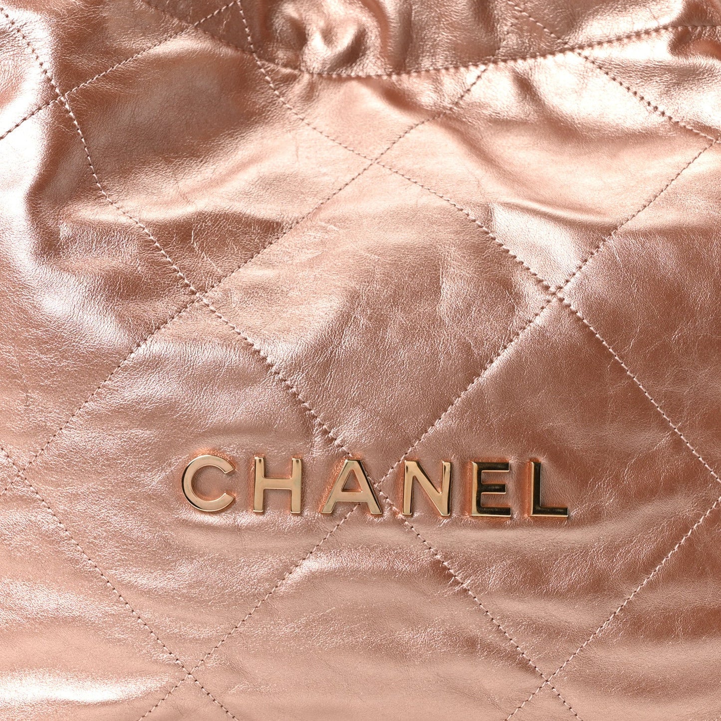Metallic Calfskin Quilted Small Chanel 22 Pink