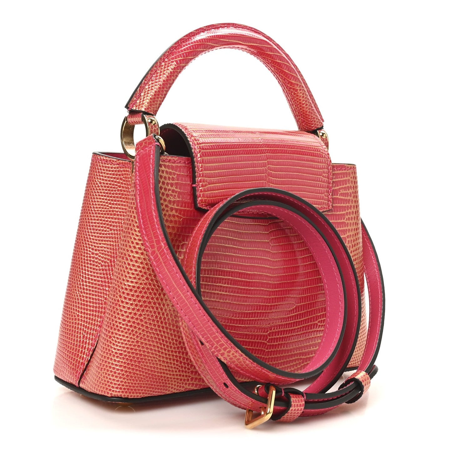 Metallic Lizard Capucines Mini Fuchsia Gold