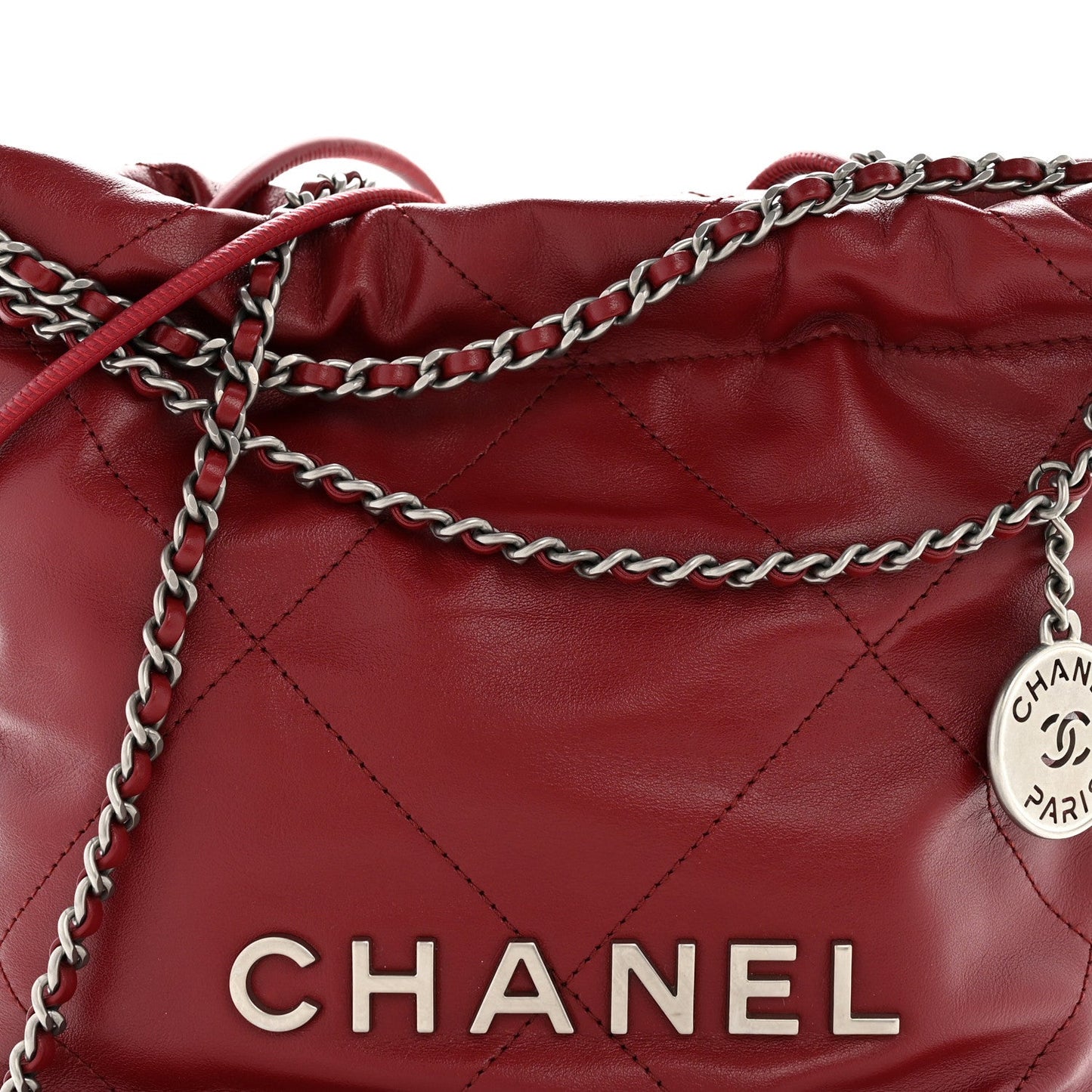 Shiny Calfskin Quilted Mini Chanel 22 Red