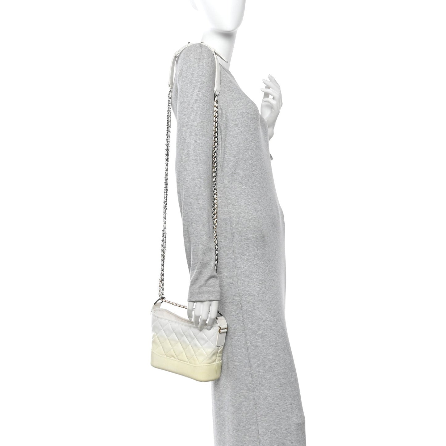 Patent Goatskin Quilted Small Gabrielle Hobo White