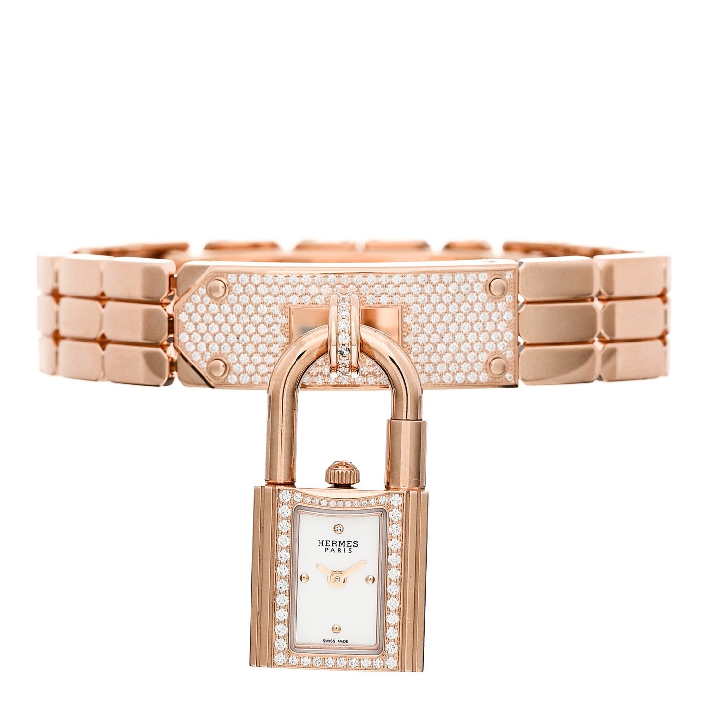 18K Rose Diamond Pave 16mm Kelly Quartz Watch