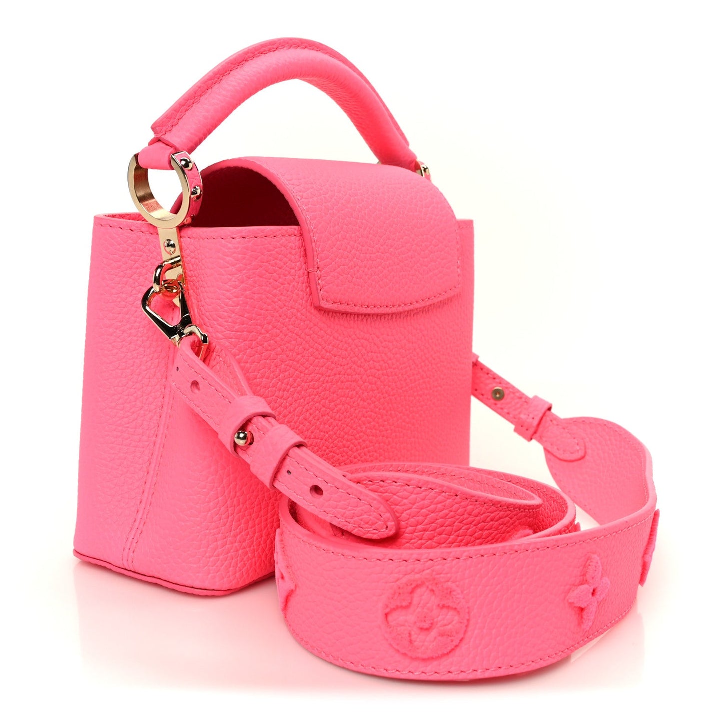 Taurillon Monogram Tuffetage Capucines Mini Fluo Pink
