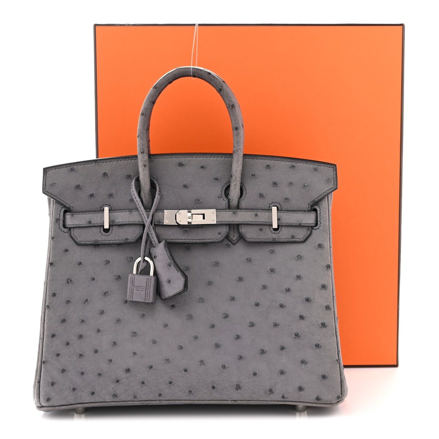 Ostrich Birkin 25 Gris Agate