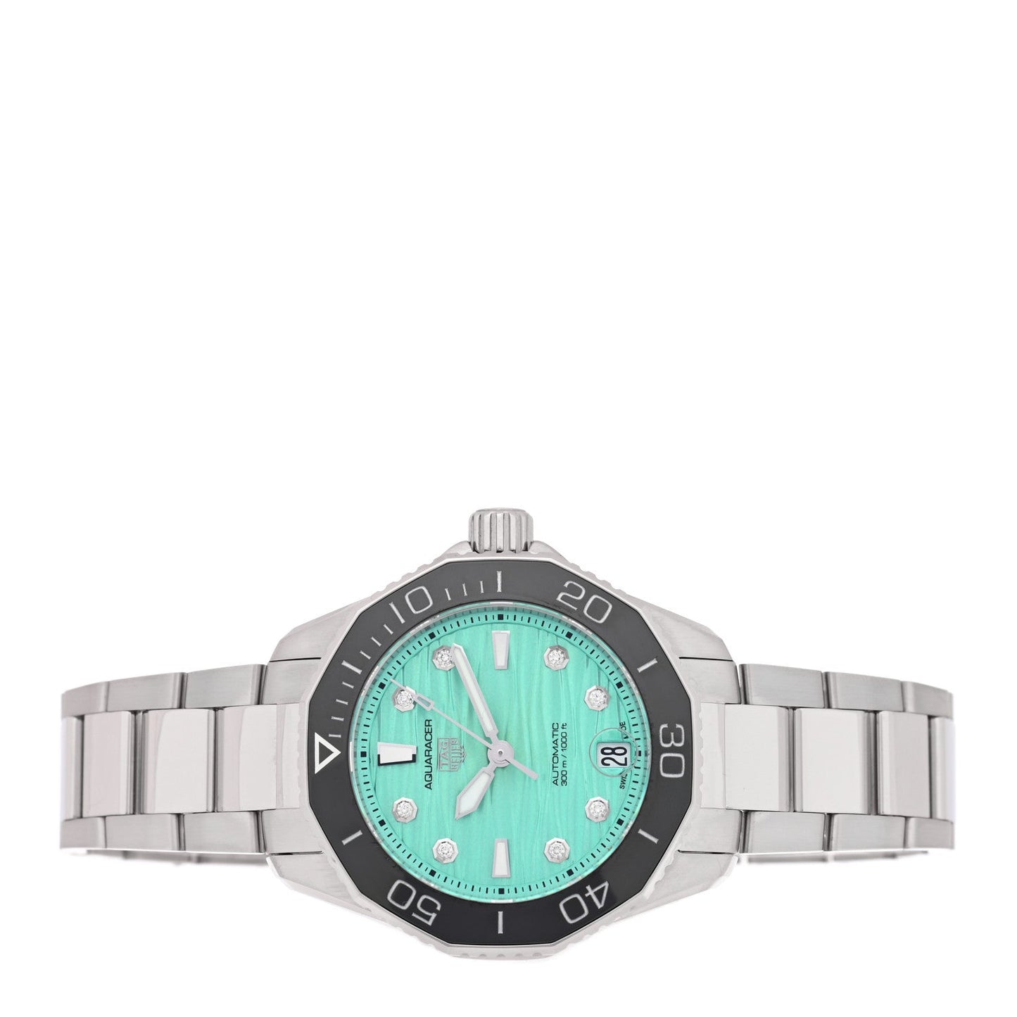 Stainless Steel Diamond 36mm Aquaracer 300M Automatic Watch Green WBP231K