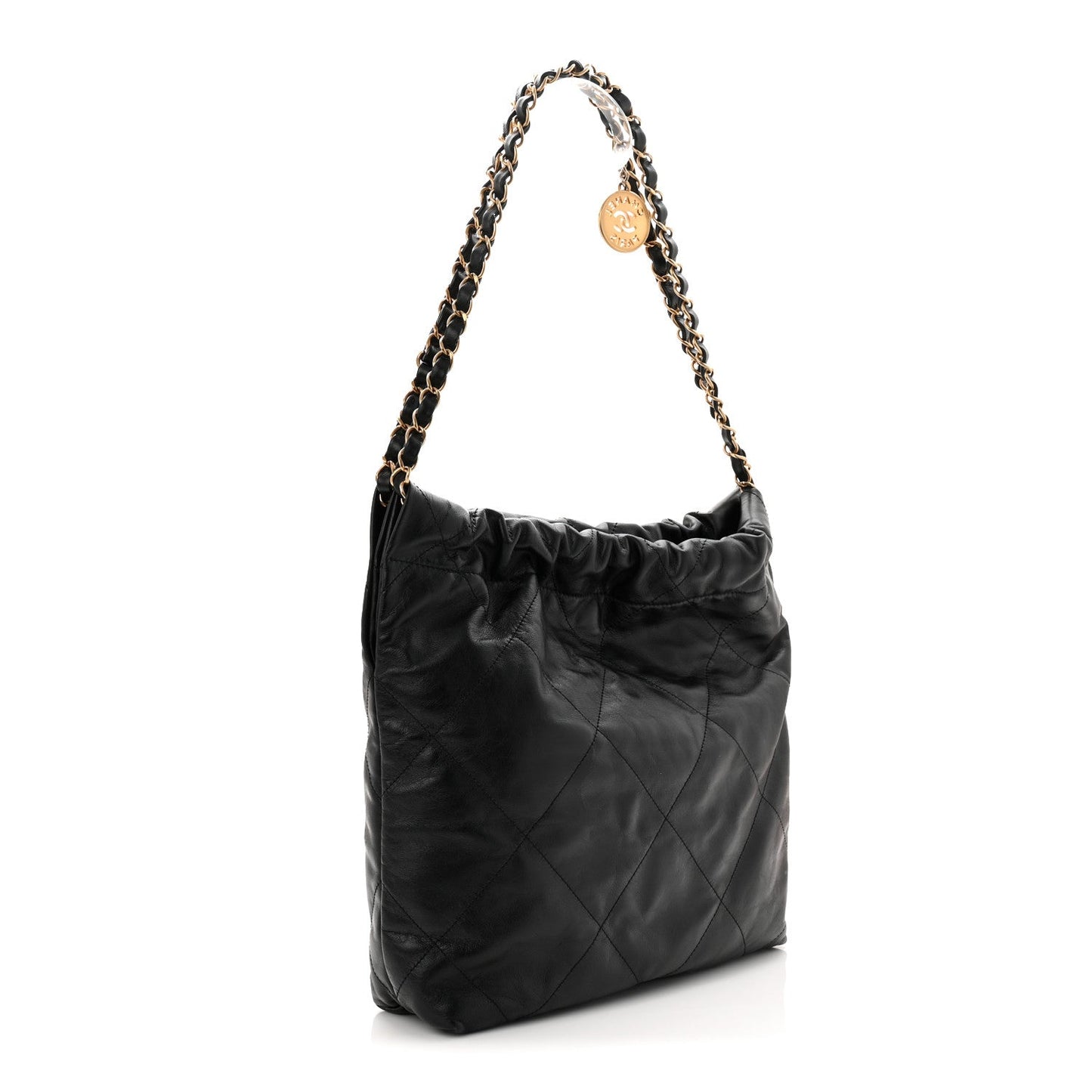Shiny Calfskin Quilted Small Chanel 22 Black