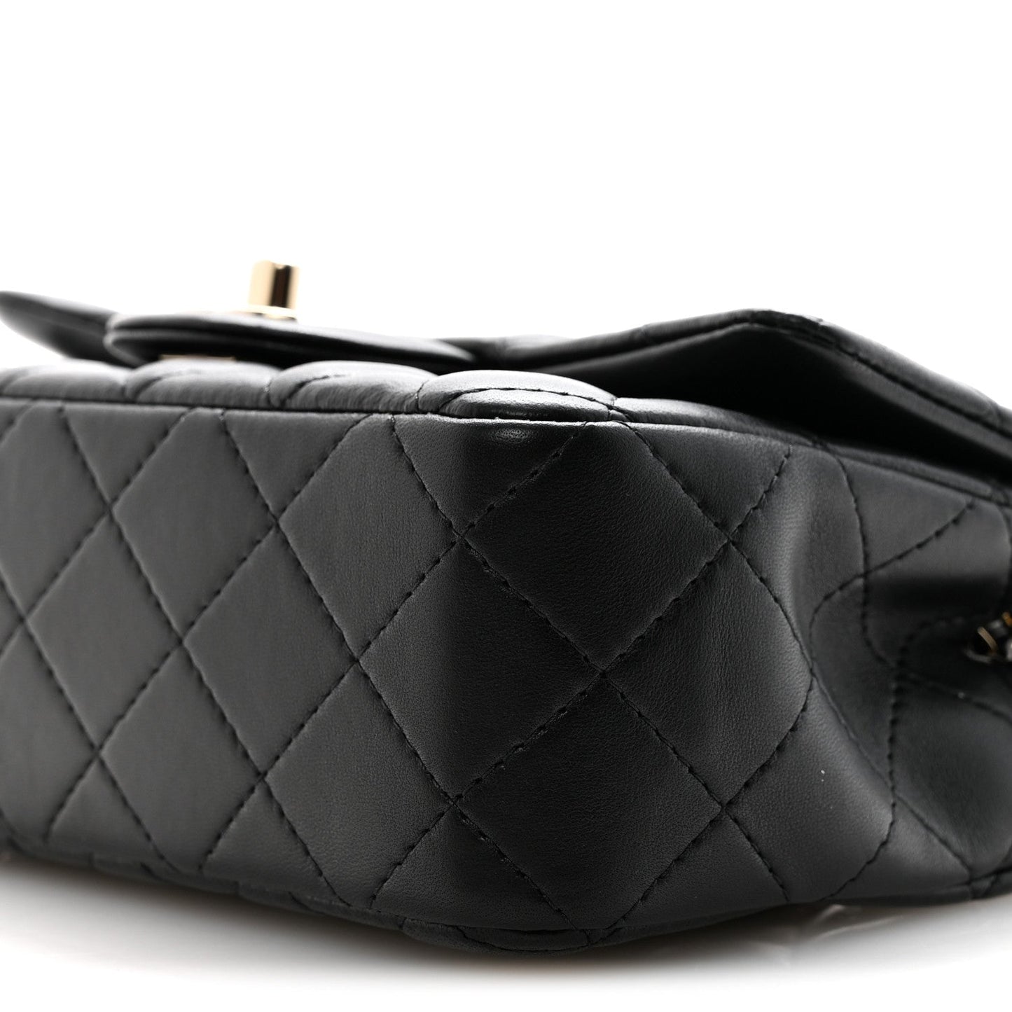 Lambskin Quilted Mini Rectangular Flap Black