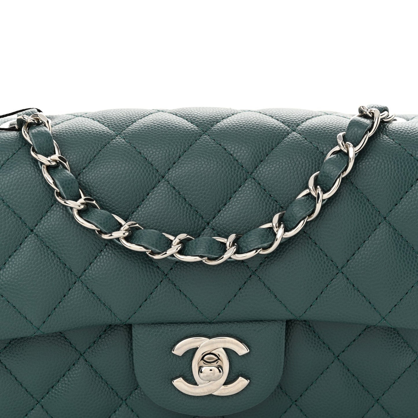 Caviar Quilted Mini Rectangular Flap Dark Turquoise