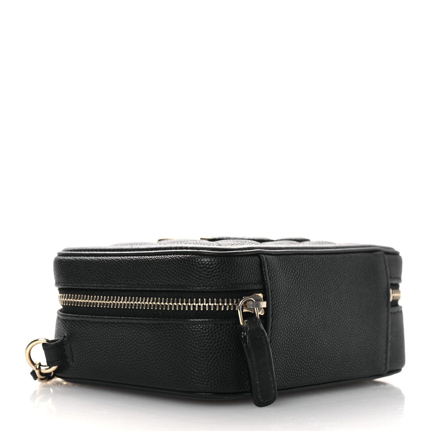Caviar Quilted CC Filigree Vanity Clutch With Chain Black