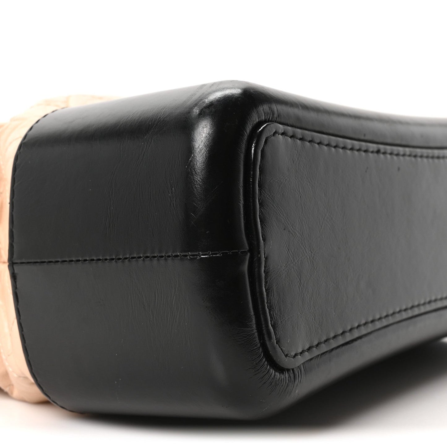 Aged Calfskin Quilted Medium Gabrielle Hobo Beige Black