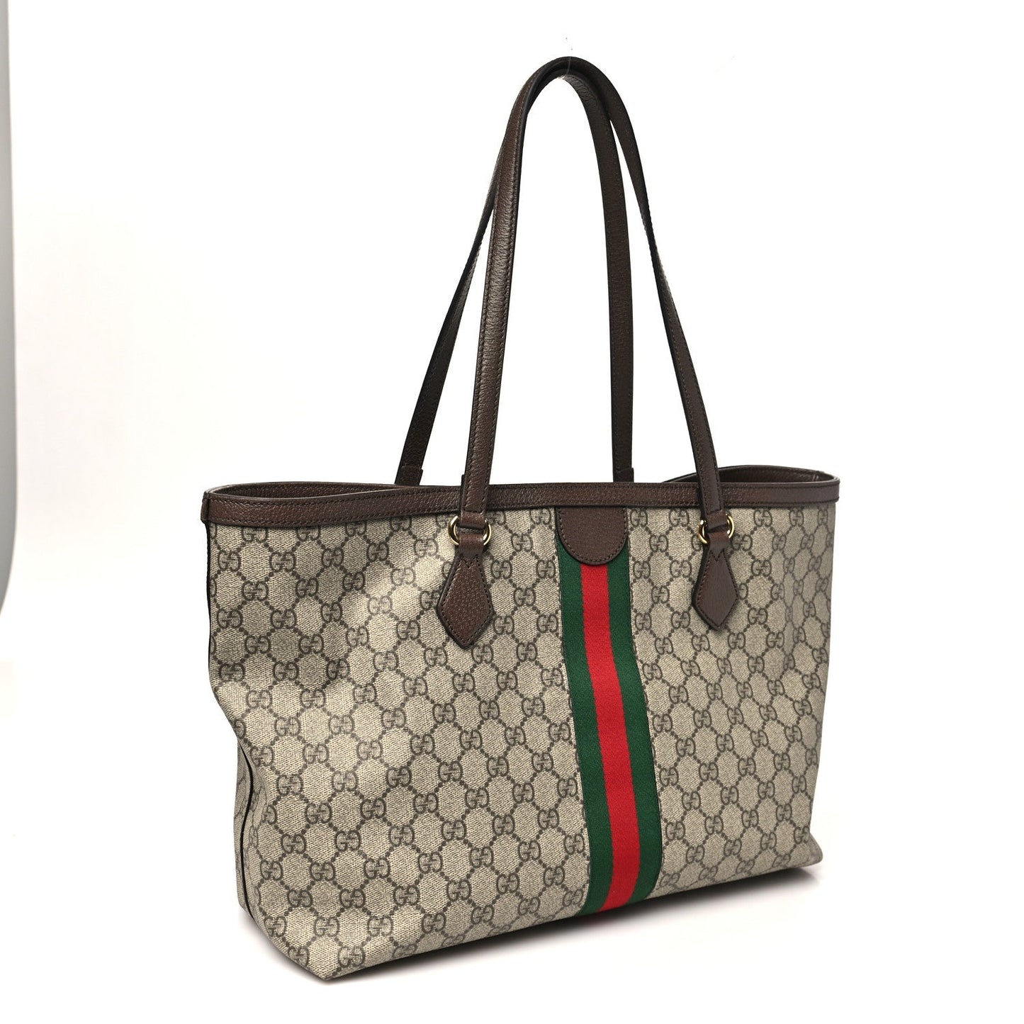 GG Supreme Monogram Medium Ophidia Shopping Tote Brown