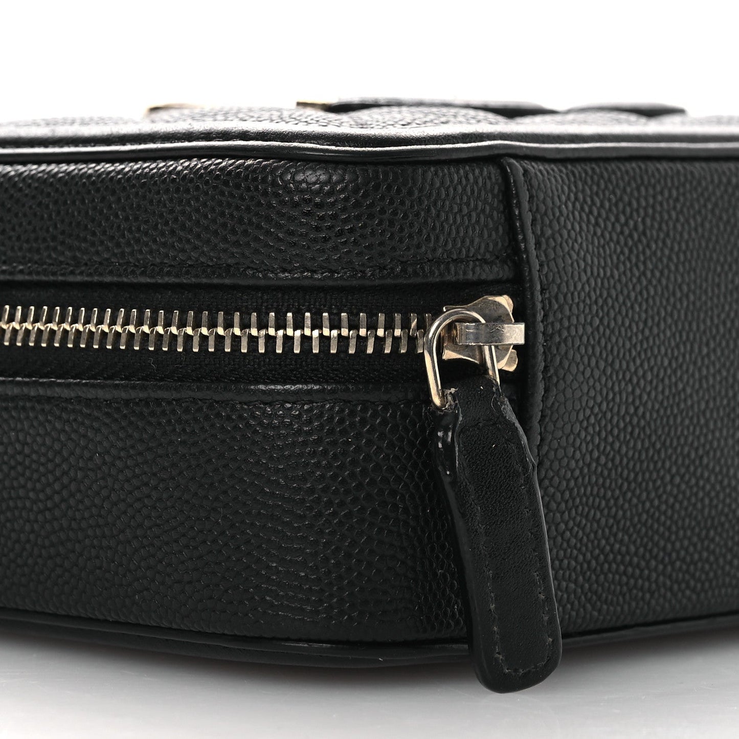 Caviar Quilted CC Filigree Vanity Clutch With Chain Black