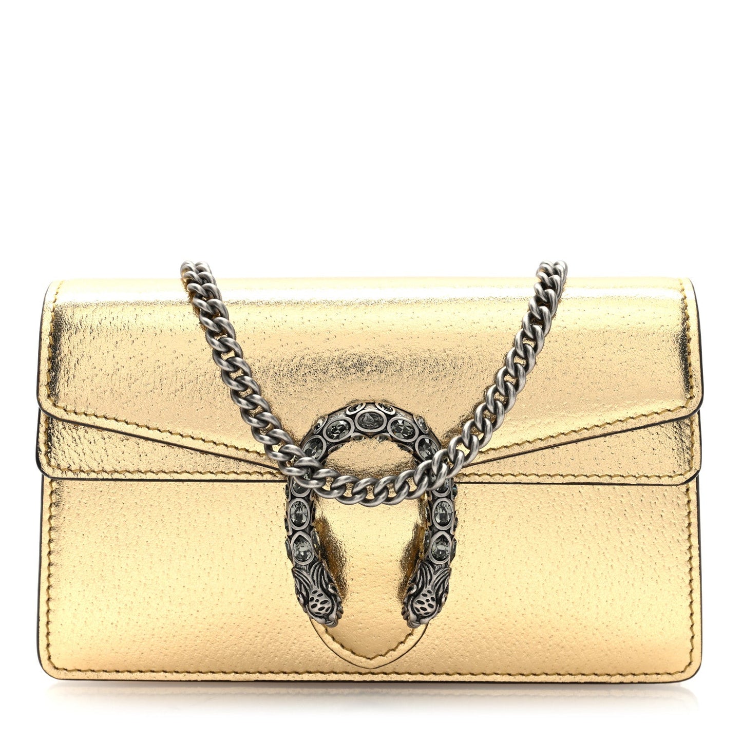 Metallic Calfskin Super Mini Dionysus Shoulder Bag Gold