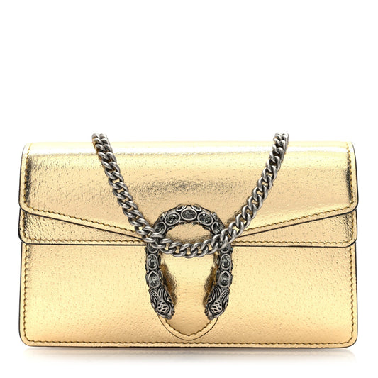 Metallic Calfskin Super Mini Dionysus Shoulder Bag Gold