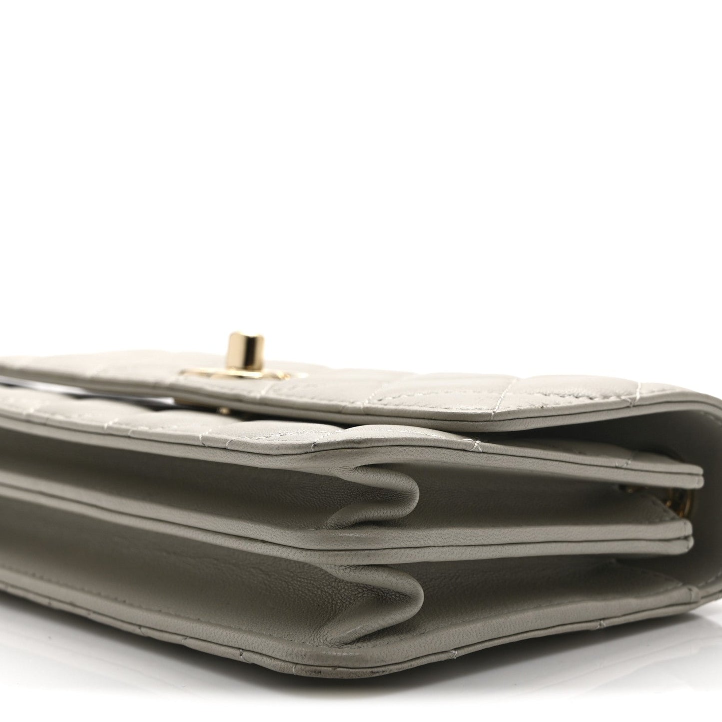 Lambskin Quilted Trendy CC Dual Handle Clutch With Chain Grey