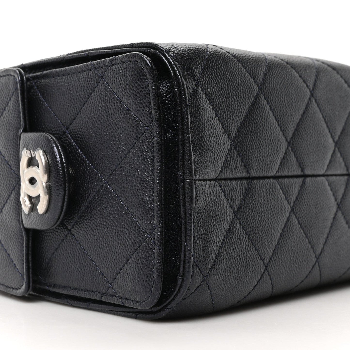 Metallic Caviar Quilted Mini Chanel 25 Handbag Dark Blue