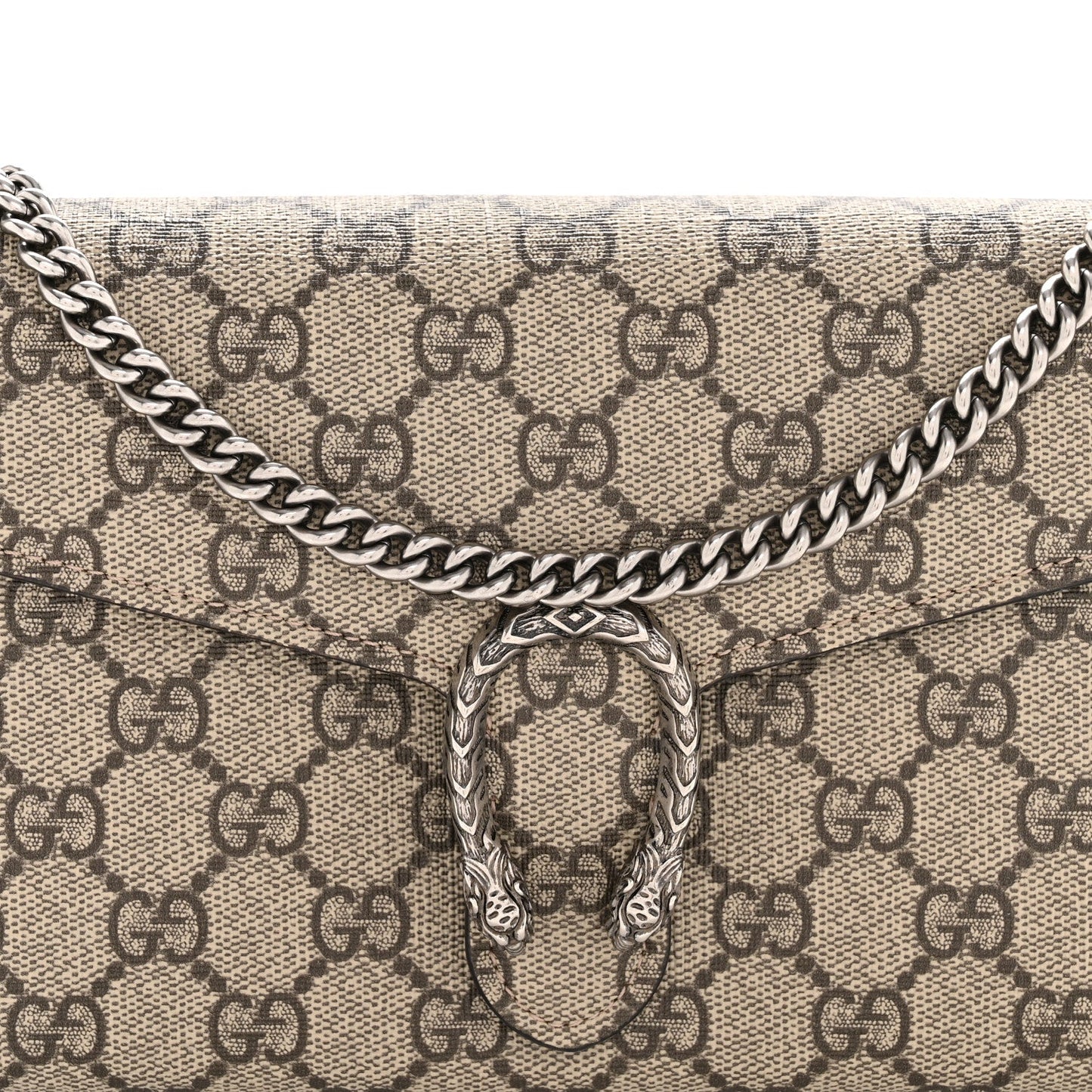 GG Supreme Monogram Mini Dionysus Chain Wallet Beige Taupe