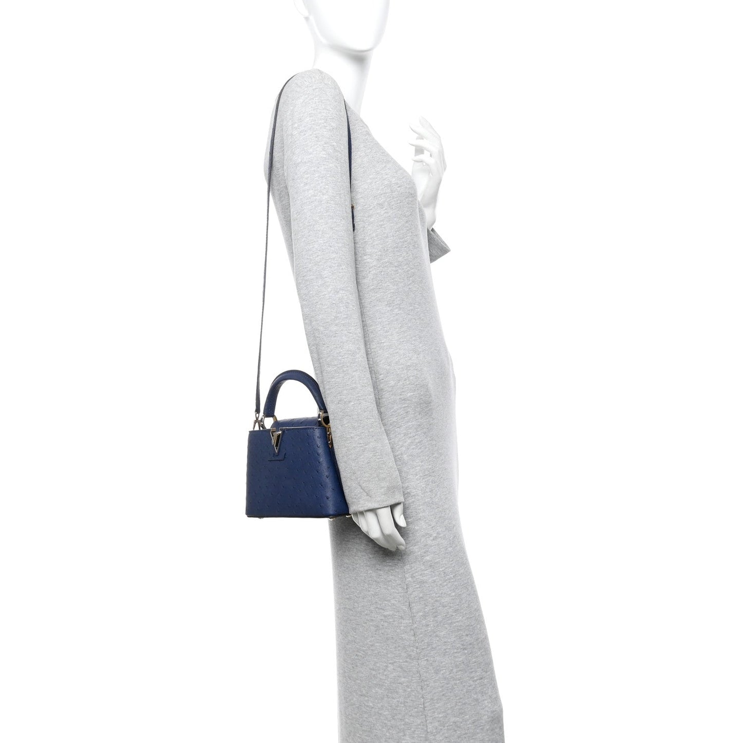 Ostrich Capucines Mini Indigo