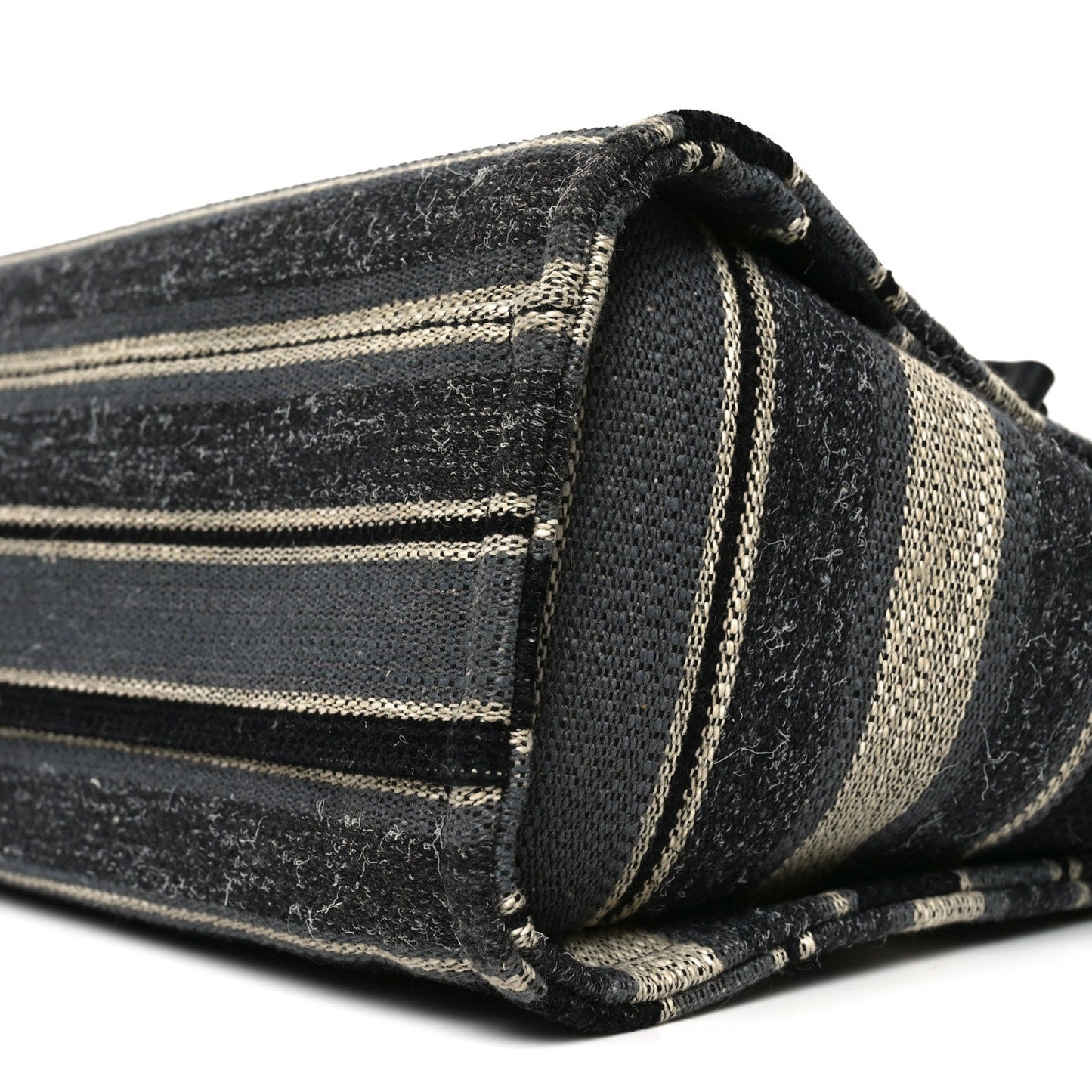 Striped Canvas Small Deauville Tote Dark Grey