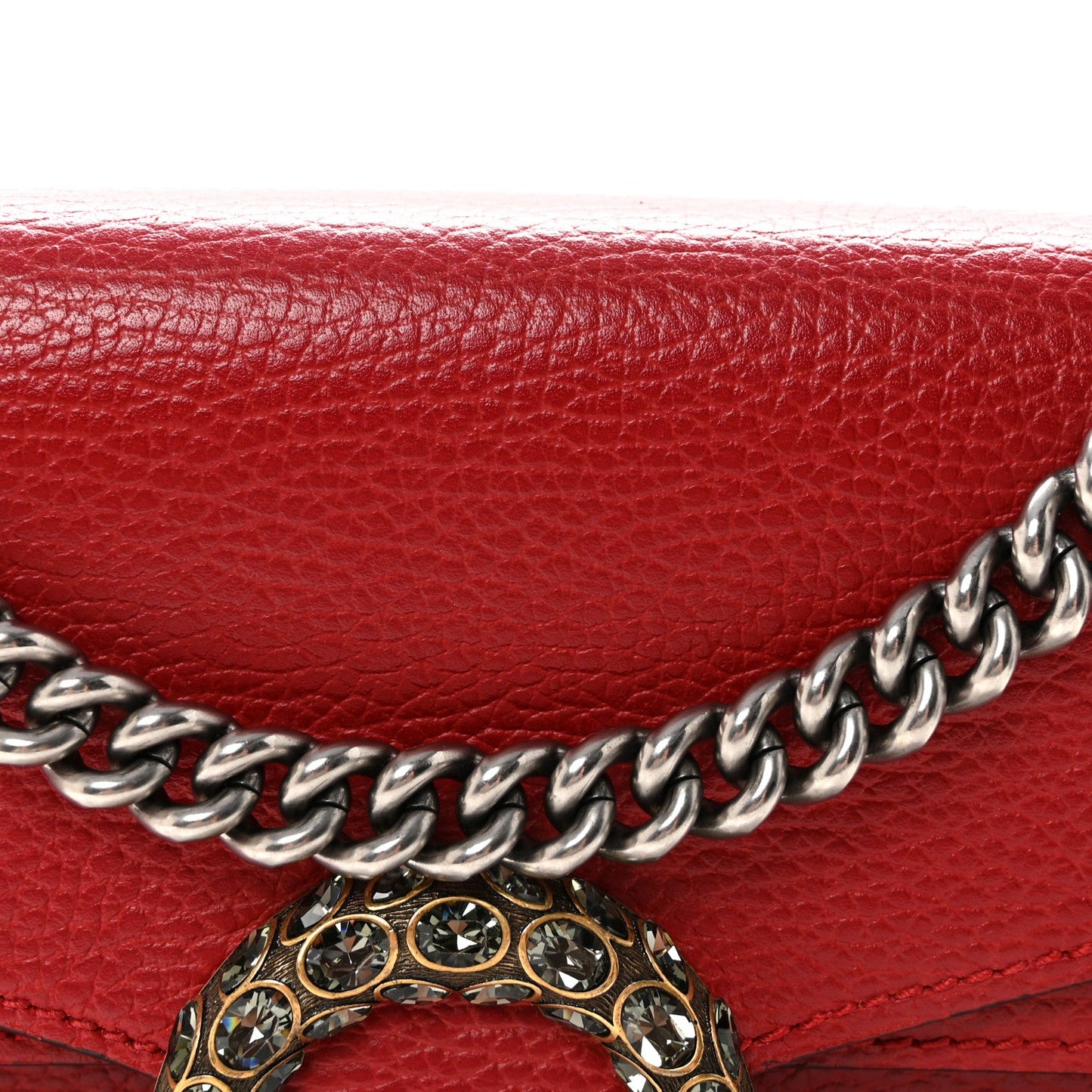 Dollar Calfskin Swarovski Crystal Small Dionysus Shoulder Bag Hibiscus Red