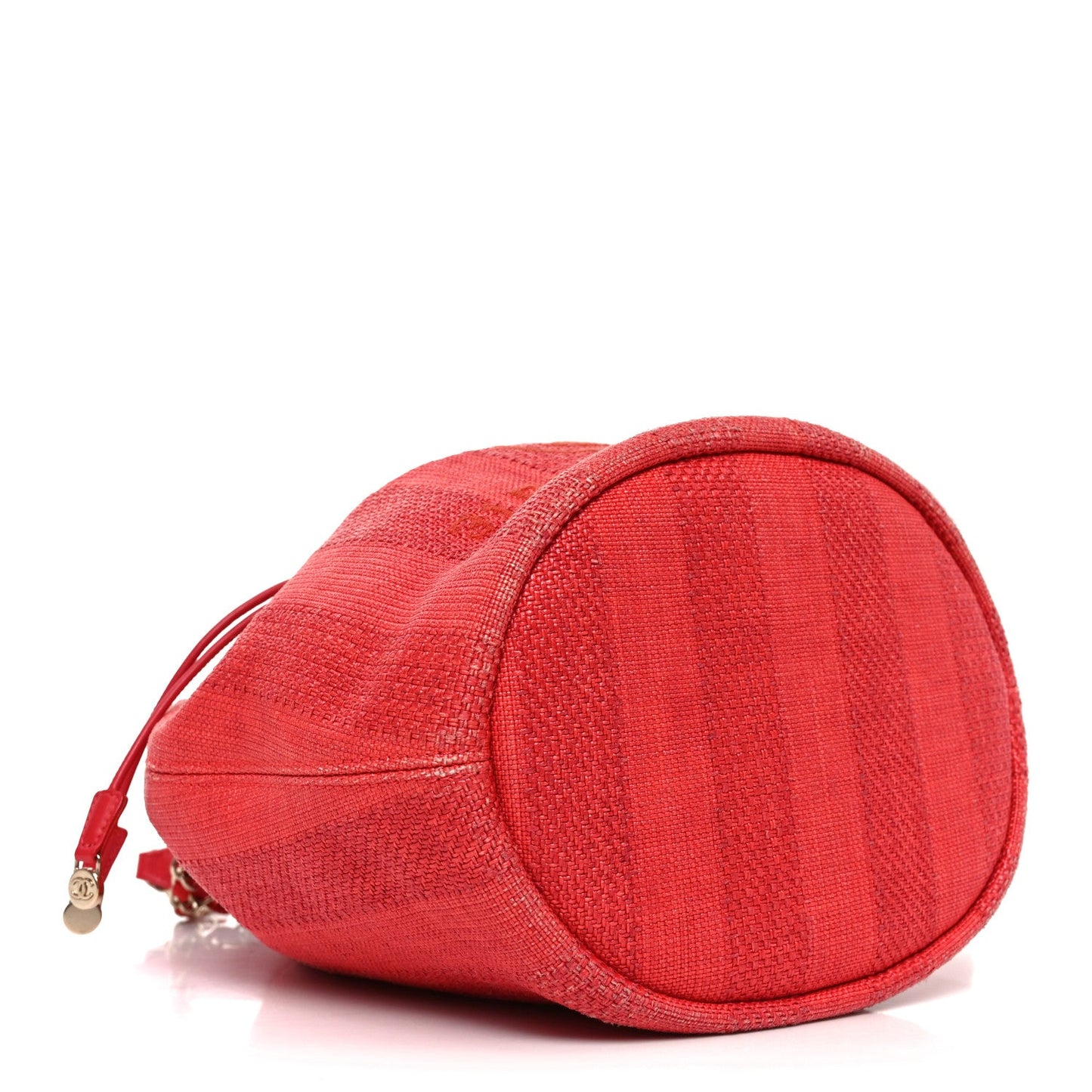 Mixed Fibers Striped Deauville Drawstring Bag Red
