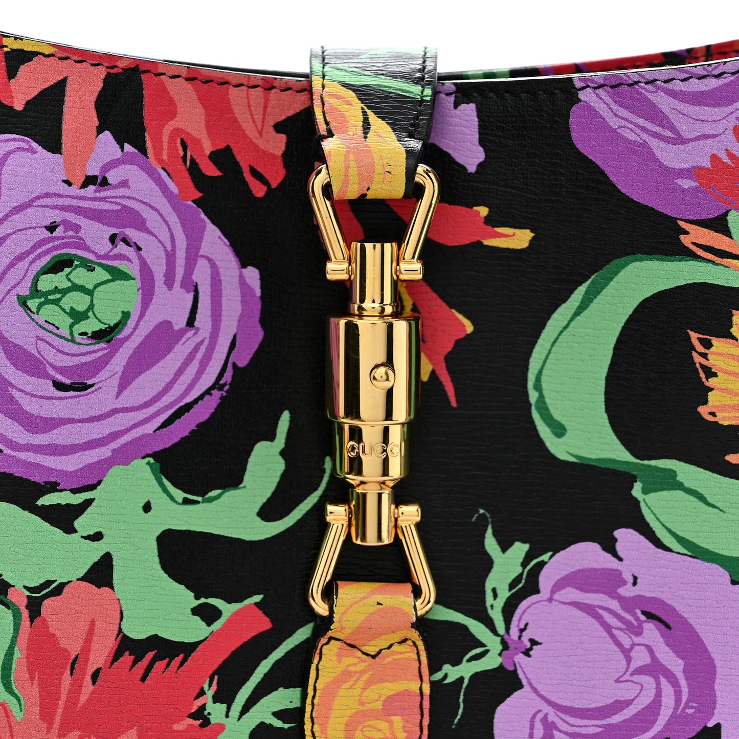X KEN SCOTT New Shangai Calfskin Jenny Floral Print Small Jackie 1961 Hobo Black Pink