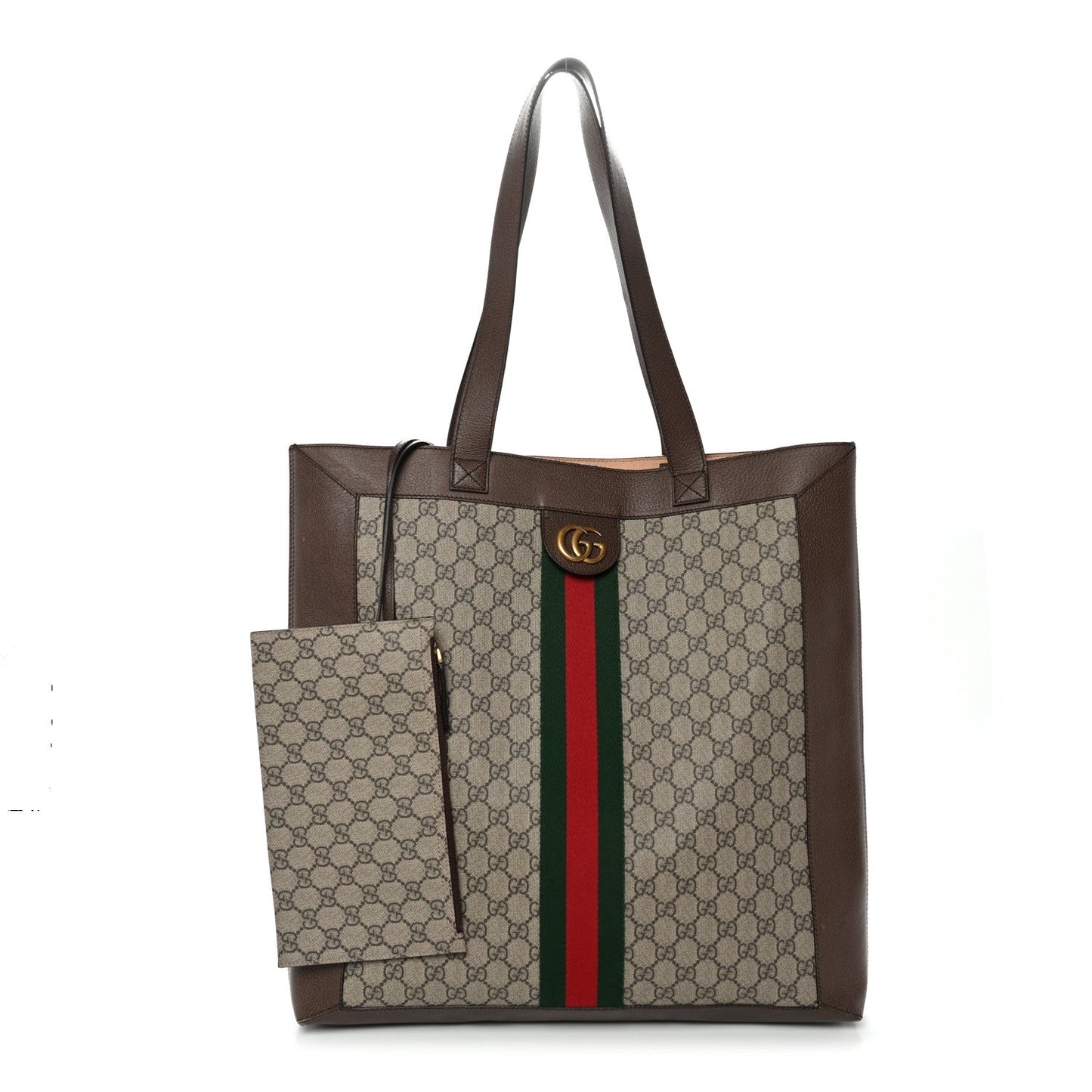 GG Supreme Monogram Web Large Ophidia Vertical Shopping Tote Brown