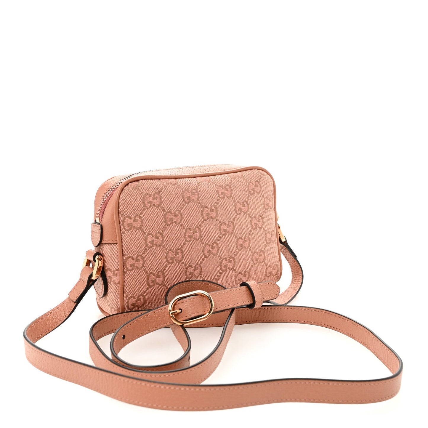 Monogram Textured Dollar Calfskin Mini Ophidia Shoulder Bag Cloche Rose Pink