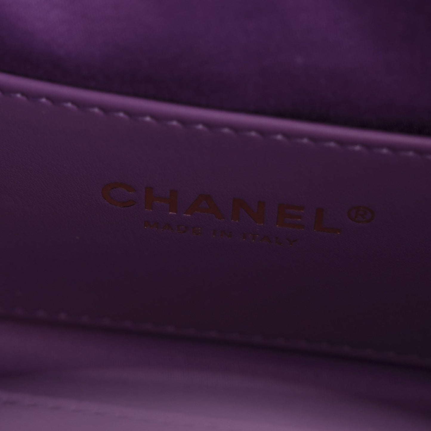 Suede Quilted Mini Chanel 25 Handbag Purple