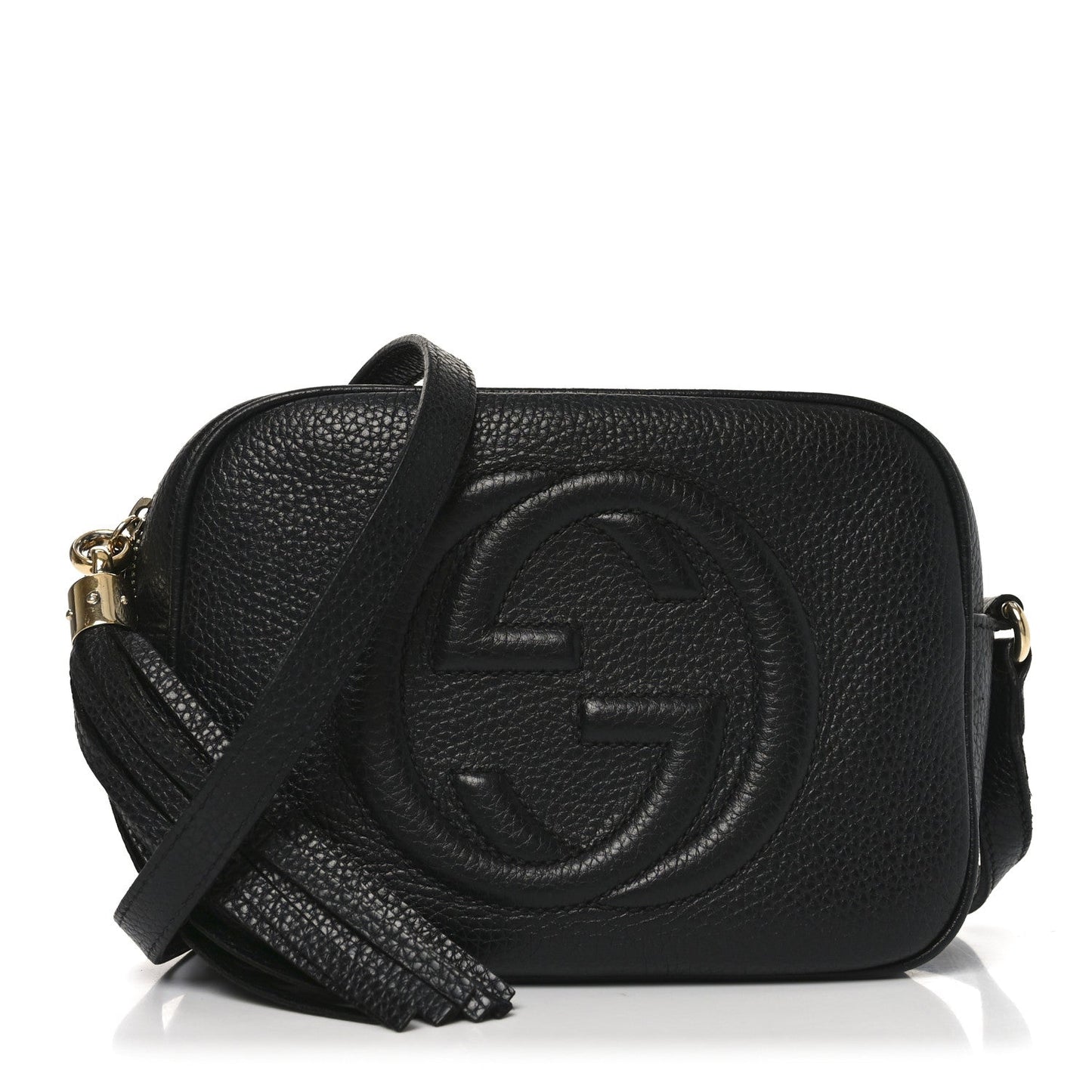 Pebbled Calfskin Small Soho Disco Bag Black
