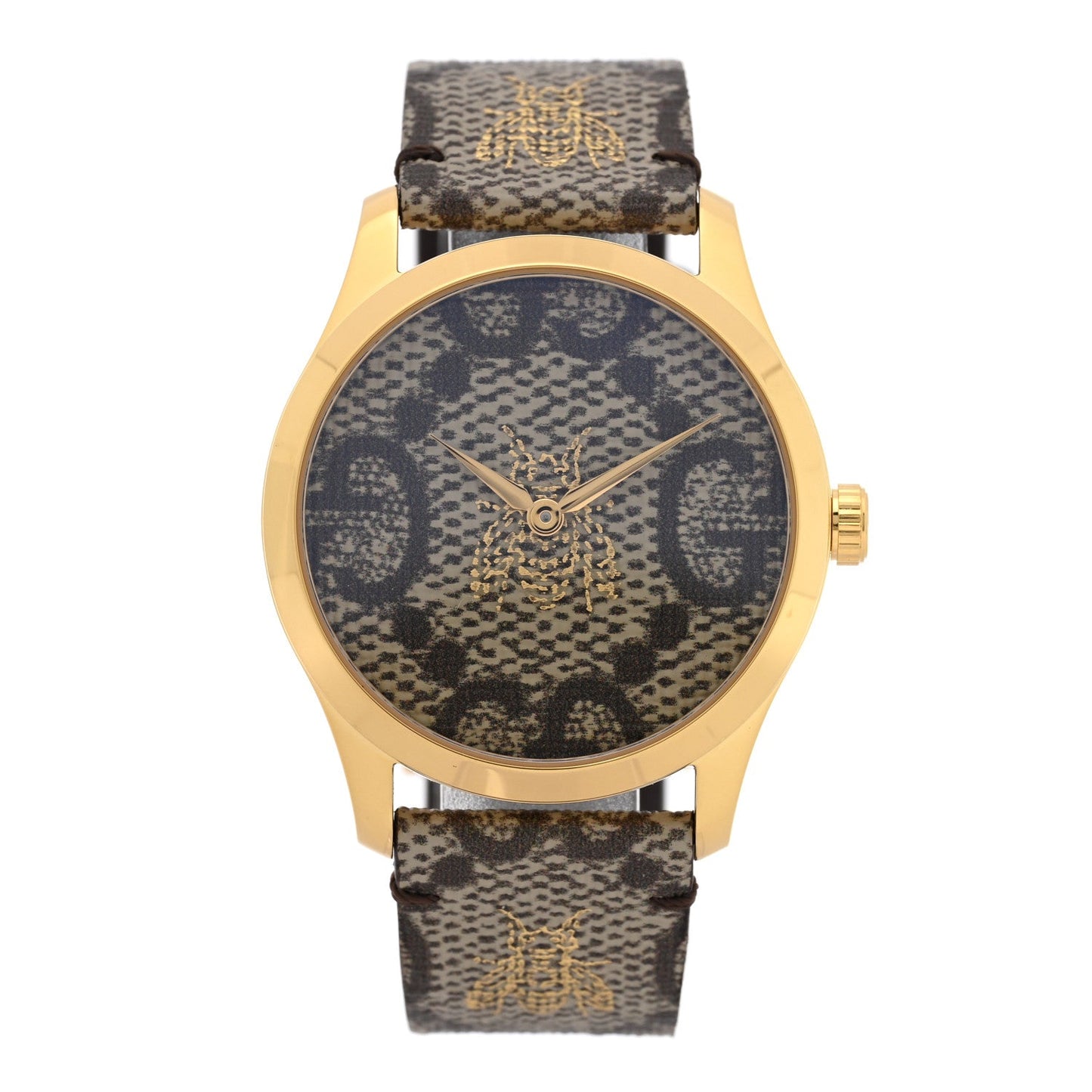 Stainless Steel Canvas 38mm G-Timeless GG Supreme Bee Quartz Watch Brown