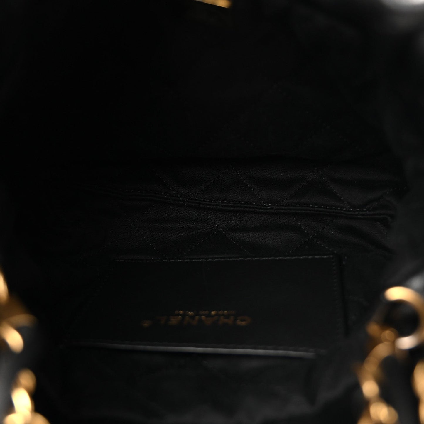 Shiny Calfskin Quilted Mini Chanel 22 Black