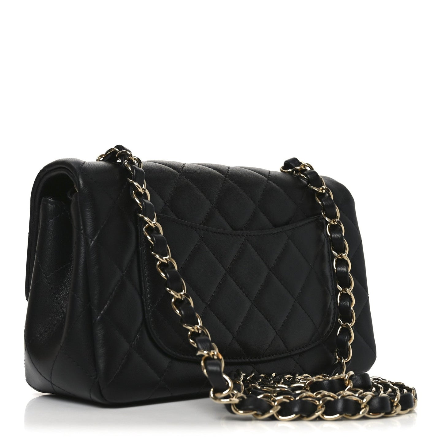 Lambskin Quilted Mini Rectangular Flap Black
