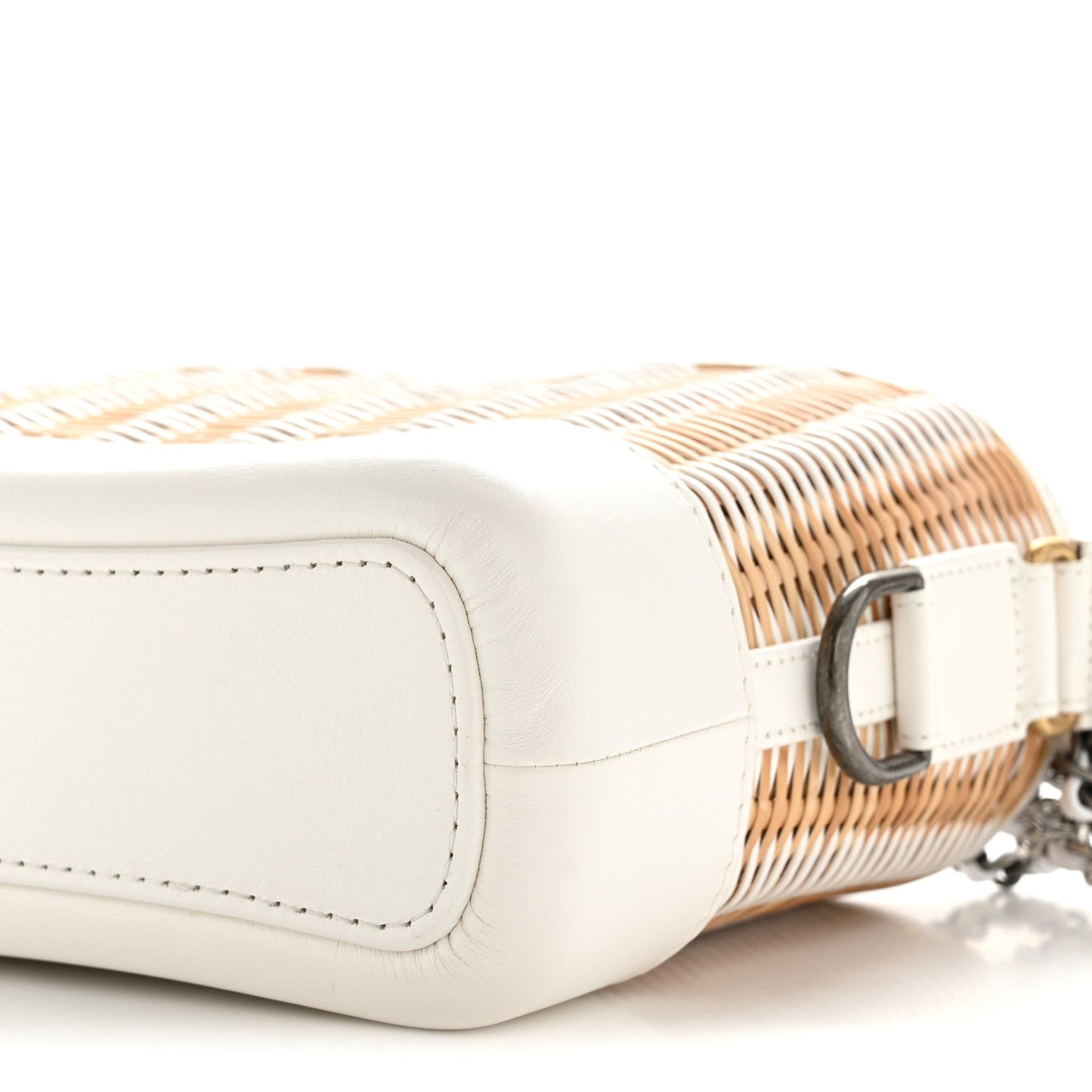 Rattan Calfskin Small Gabrielle Hobo Beige Ivory