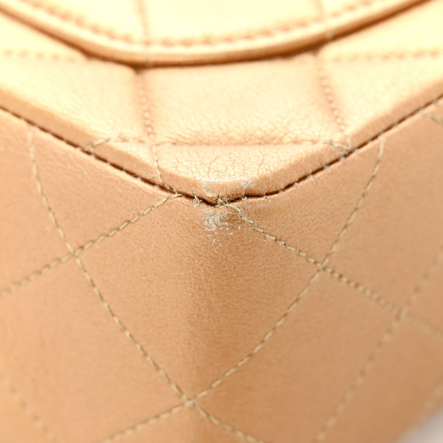 Metallic Lambskin Quilted Mini Square Flap Bronze