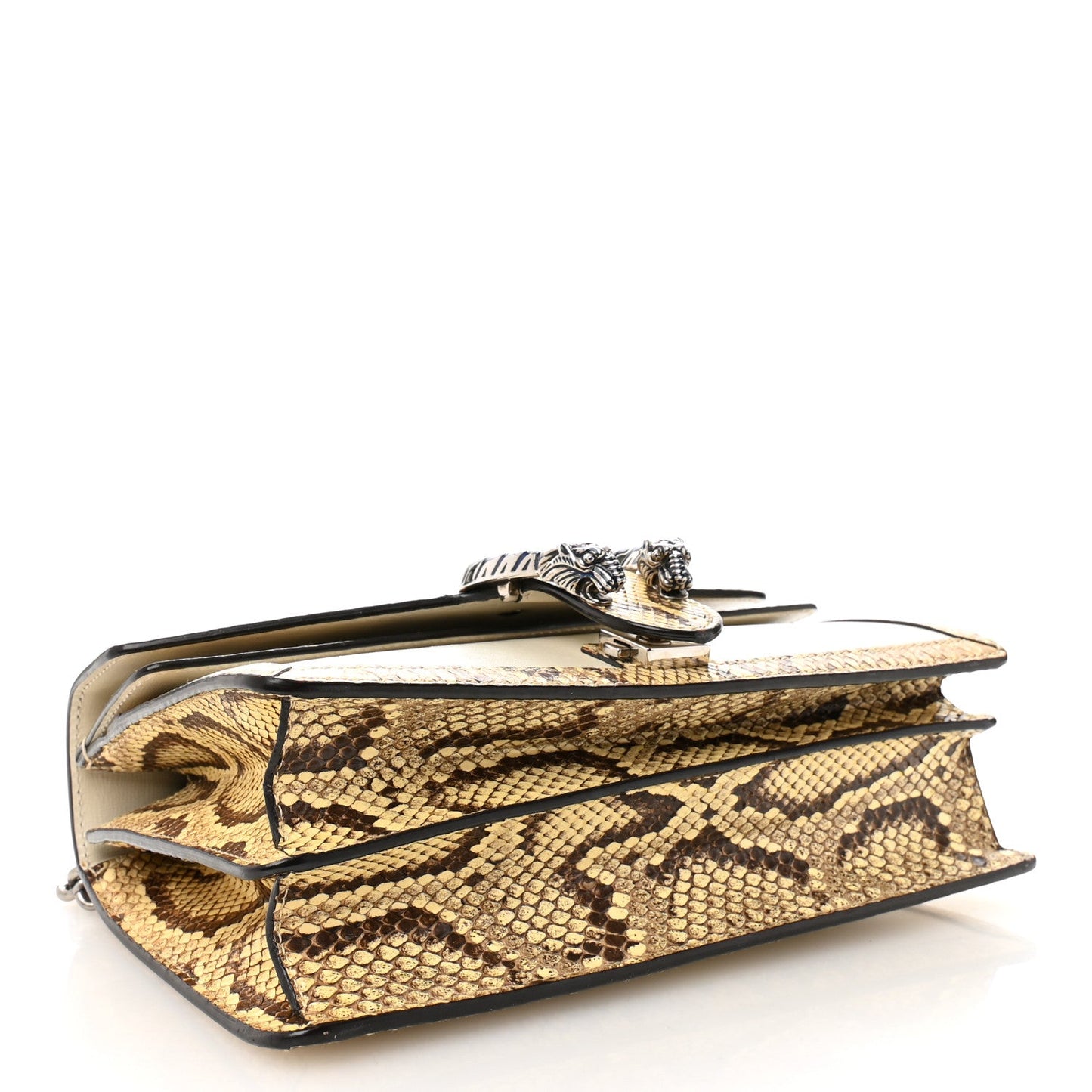 Calfskin Snakeskin Enamel Small Dionysus Shoulder Bag White Beige Electric Blue
