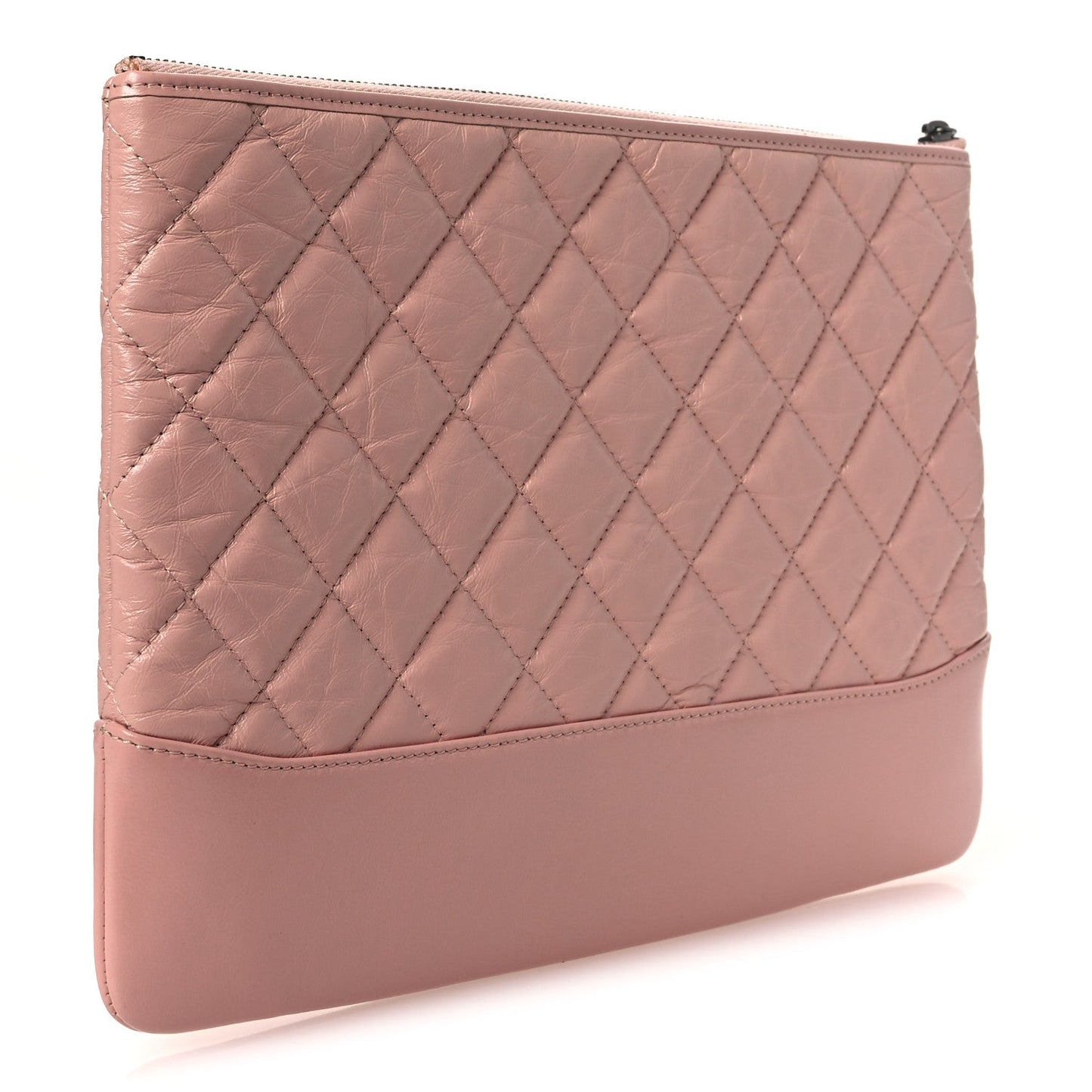 Aged Calfskin Quilted Medium Gabrielle Cosmetic Case Pink