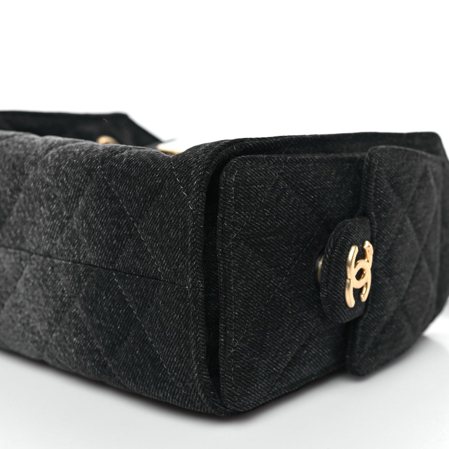Washed Denim Quilted Mini Chanel 25 Handbag Black