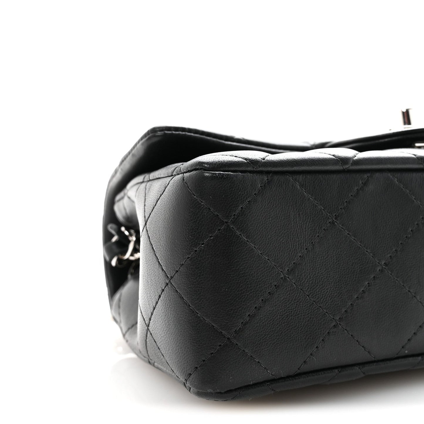 Lambskin Quilted Mini Rectangular Flap Black